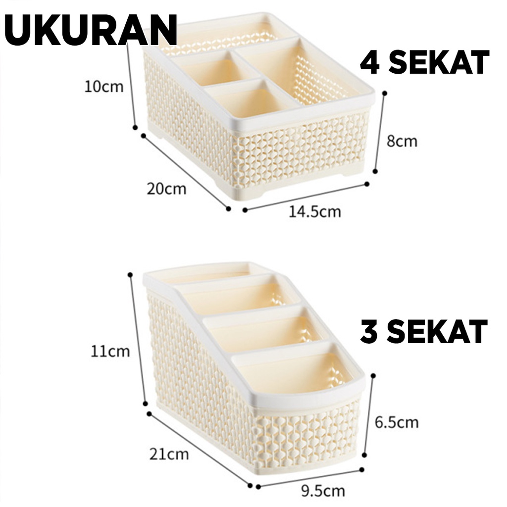 Storage basket 4 sekat 3 warna | Rak Meja Kantor Organizer | Serbaguna