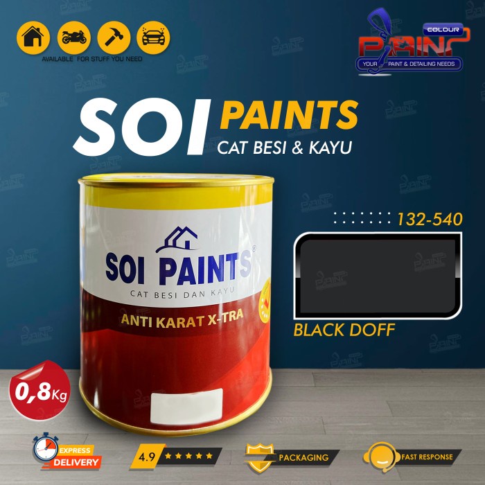 SOI Paints Cat Besi &amp; Kayu 540 BLACK DOFF 0,8kg