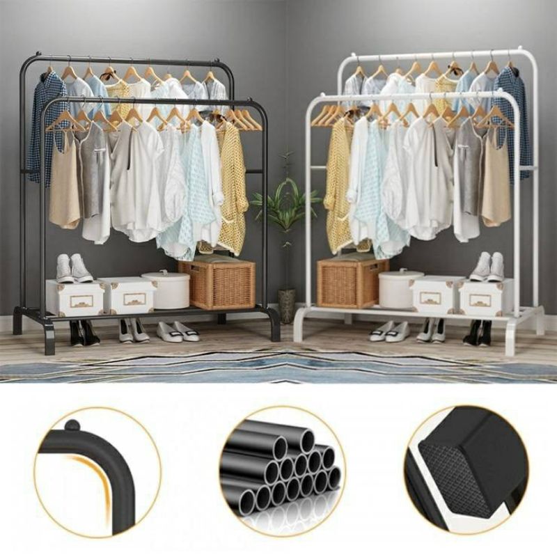 Gantungan Baju Rak Lemari Stand Hanger Tempat Pakaian Sepatu