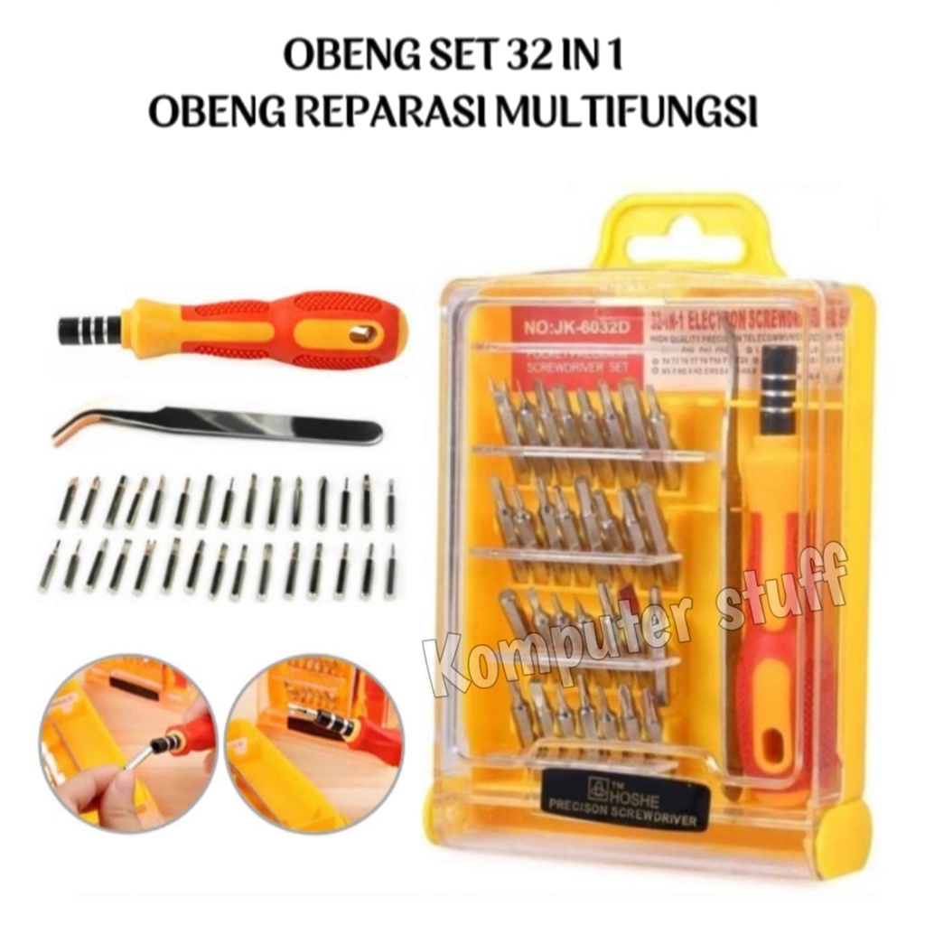 Obeng Set Reparasi 32 in 1 Magnetic Handphone Hp Laptop PC Komputer Multifungsi