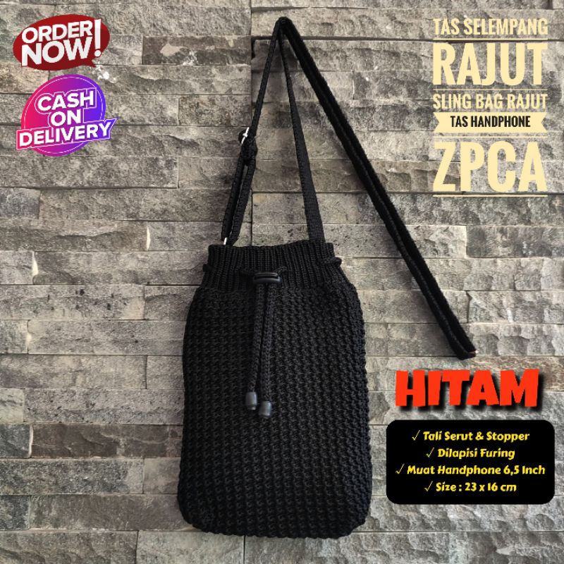 Tas Selempang Rajut Sling Bag Rajut Tas Handphone Premium