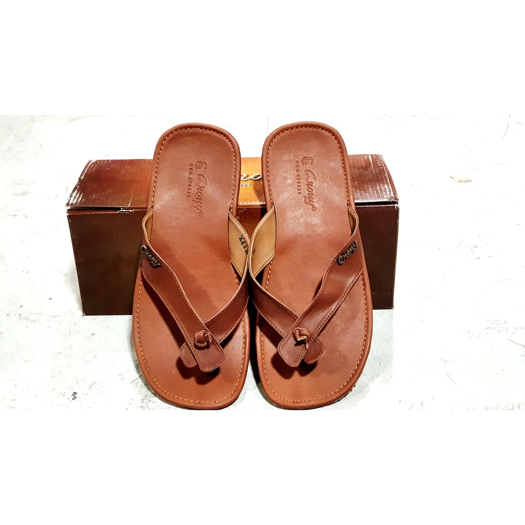 BELI 2 TETAP 1KG Sandal Kulit Pria Pakai Box Crony SCK Size 38-43 Sandal Pria Sandal SLIDE Sandal cowo