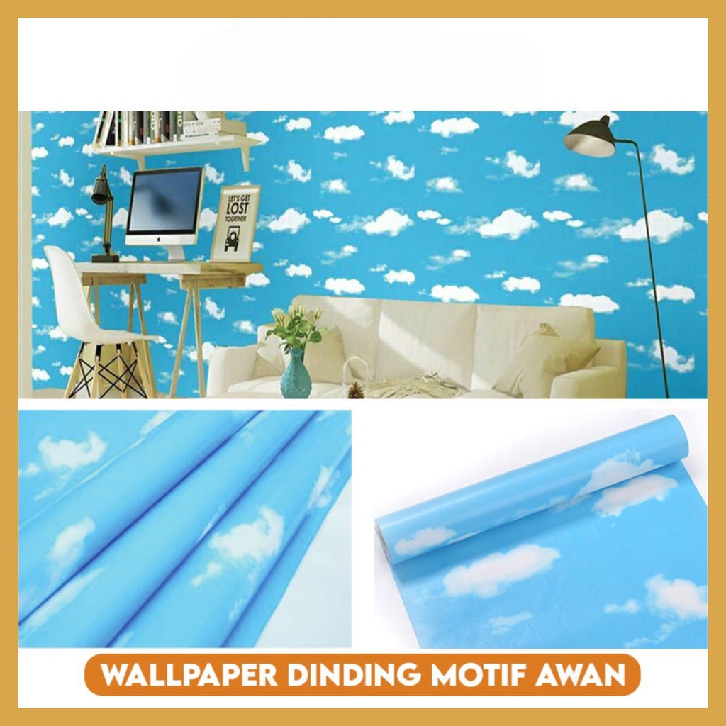 COD Promo Termurah Wallpaper Dinding 9 meter murah stiker dinding wallpaper 3d motif Awan langit Premium Quality Size 45cmx10m GOSHOP88