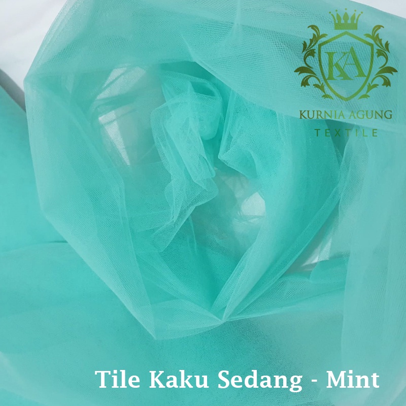 Kain Tile Tulle Kaku Sedang 100cm x 125cm meteran Per Meter Souvenir Dekorasi Wedding Veil Aksesoris-Mint