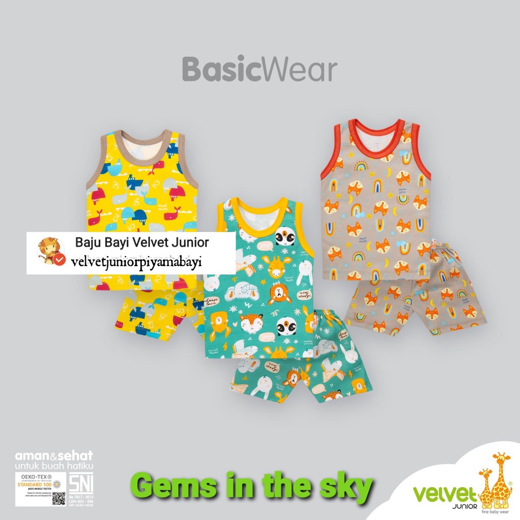 Velvet Junior (3 Setelan) Singlet Celana 3/4