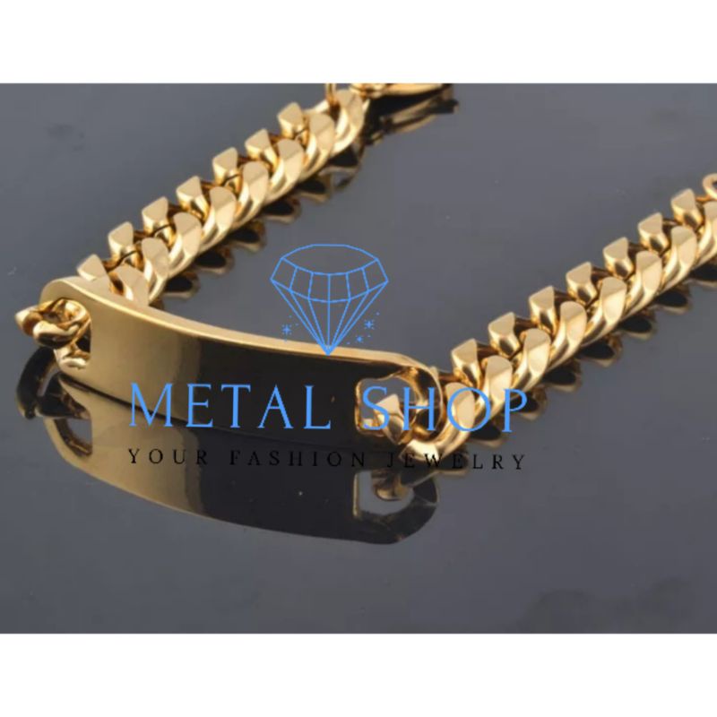 Gelang Rantai Plat Pria Wanita Titanium Anti Karat