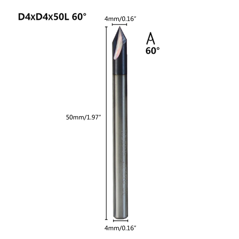 Bit Router Chamfer End Mill 60 Derajat 3 Flutes Bahan Tungsten Steel Untuk Mesin Chamfer