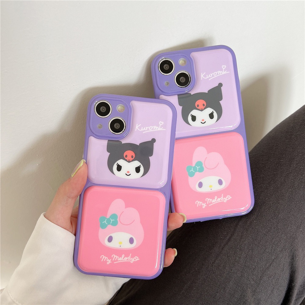 Soft Case Silikon iPhone Motif Kuromi Casing Pelindung Lensa Kamera Casing iPhone