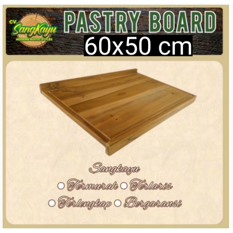 Pastry board talenan adonan kue 60x50 Kayu jati asli line edge talenan alas adonan kue