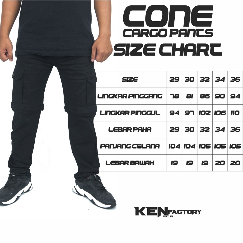 Celana Cargo Panjang Pendek  /  Cargo Pria Katun Twill Strecth / Cone Cargo Pants - KENFACTORY