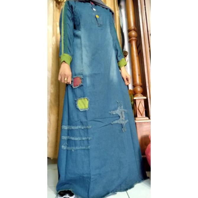 KEKINIAN BANYAK DICARI BAYAR DI TEMPAT-TERLARIS GAMIS JEANS MURAH MODEL TERBARU