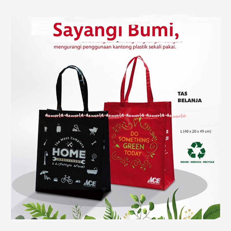 Sayangi Bumi Ace Goodie Bag Tas Ramah Lingkungan 40cm Goodiebag Do Sometime Green Ace