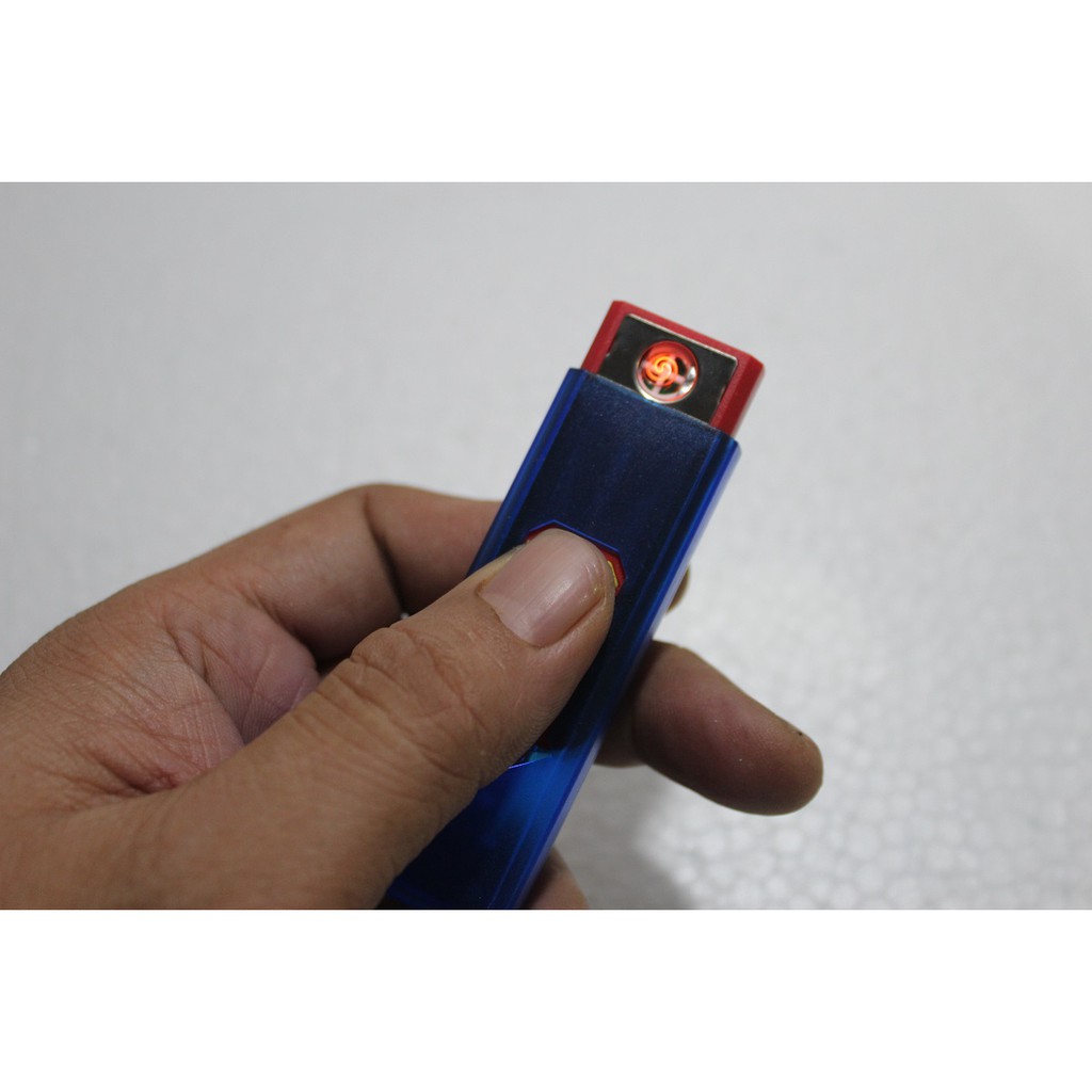 USB Rechargeable Lighter korek api elektrik USB S SUPERMAN biru merah bisa cas dari power bank dll