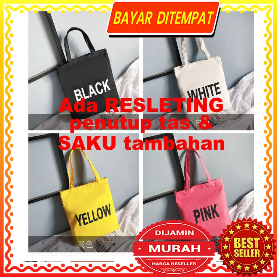 SALE LJY12 Tas Tote Wanita Korea Colour Bag with Zipper Resleting Murah Impor TKM