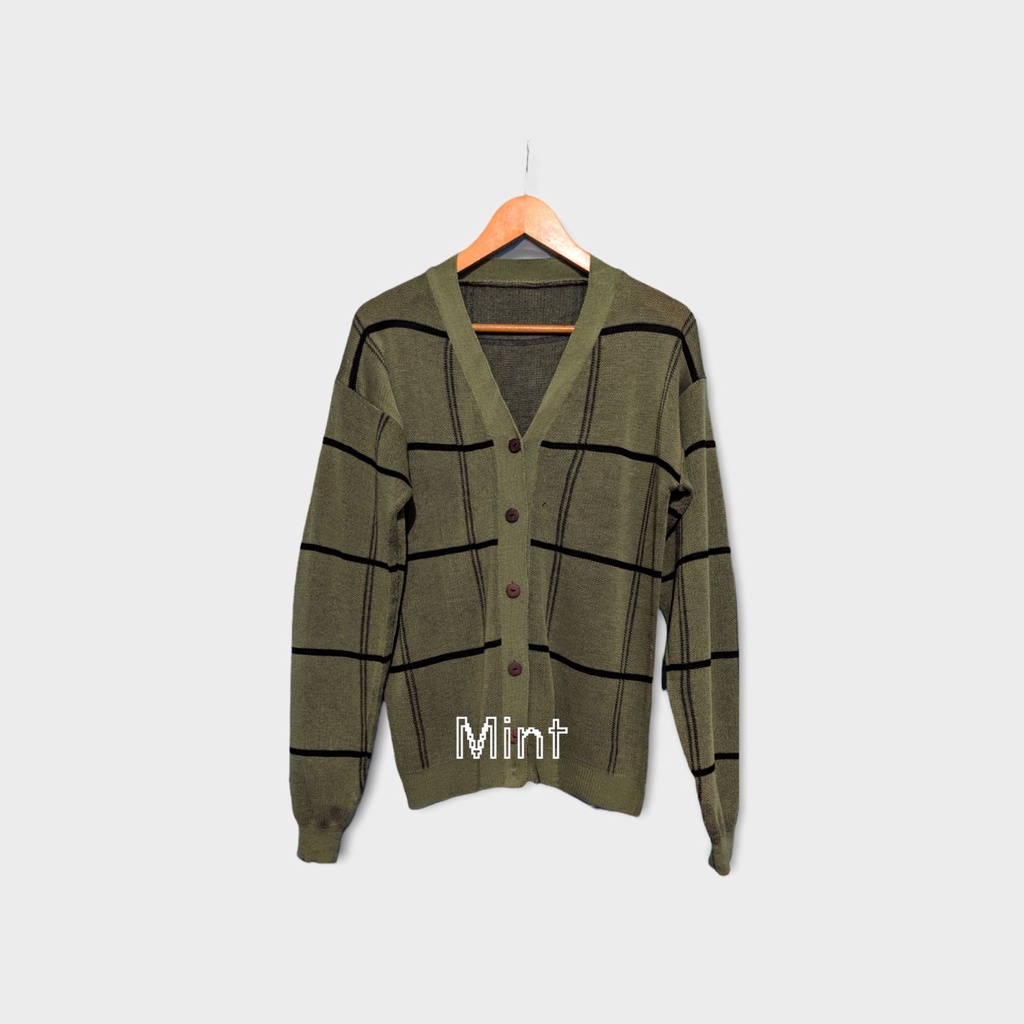 Cardigan Rajut Wanita Oversize premium Sean Kardigan Rajut Motif Kotak Premium