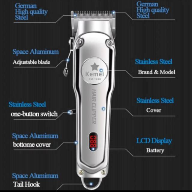 Kemei KM-1996 Hair Clipper Electric Mesin Pencukur Rambut KM1996 Original