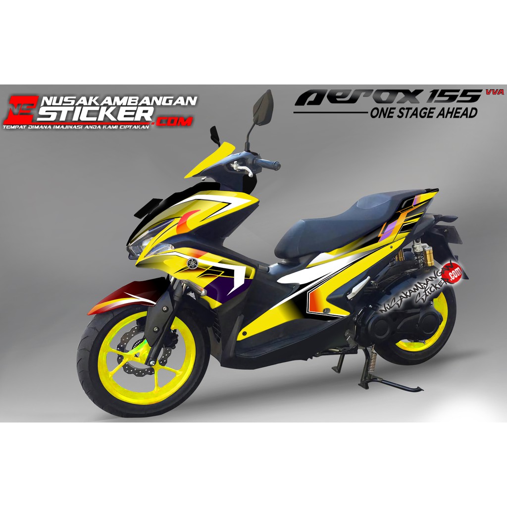 Decal Stiker AEROX 155 kuning brush