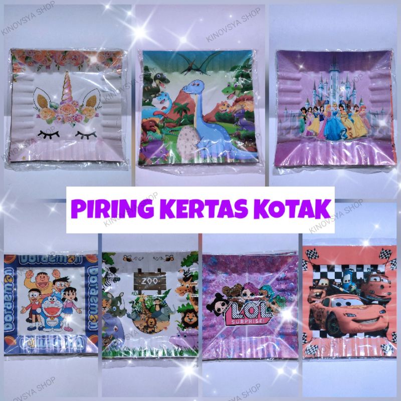 1 Pak isi 10 Pcs PIRING KUE ULTAH/ISI 10PCS/PIRING KARAKTER/PIRING KERTAS KOTAK/PIRING KERTAS BULAT