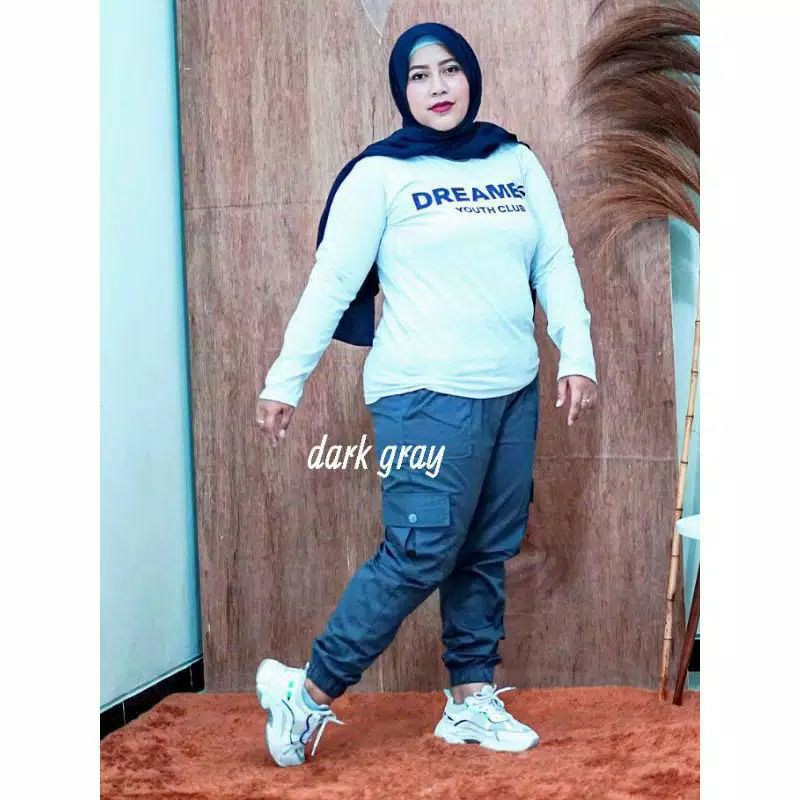 Celana Joger Wanita Cargo Pants American Drill Variasi Tali