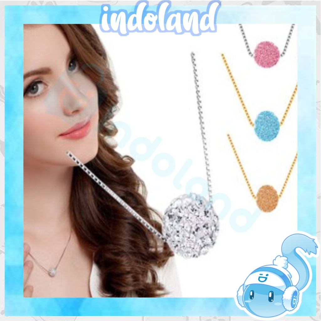 ☀ INDOLAND ☀ A011 Kalung Bulat Mutiara Necklace Fashion Korea Wanita Titanium Bola Diamond Crystal