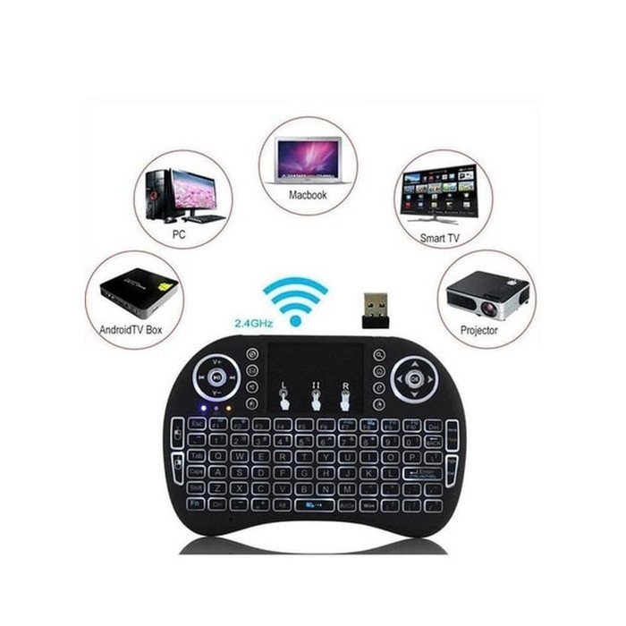 Keyboard mouse wireless mini backlit with touchpad for smart tv - cctv - Hp - pc - ps3 - android tv