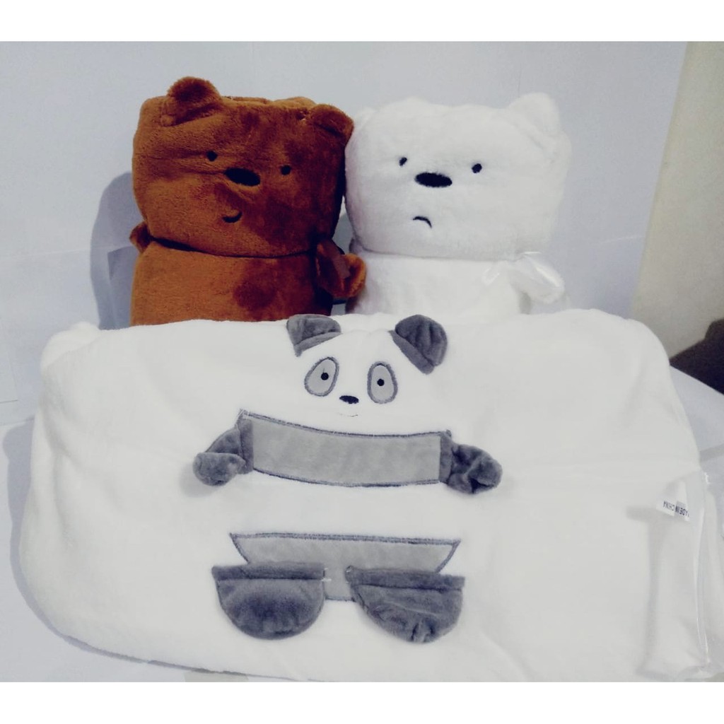 [LOGU] Selimut we bare bears anak, Selimut halus ukuran besar panda ice bear grizzly, selimut bayi