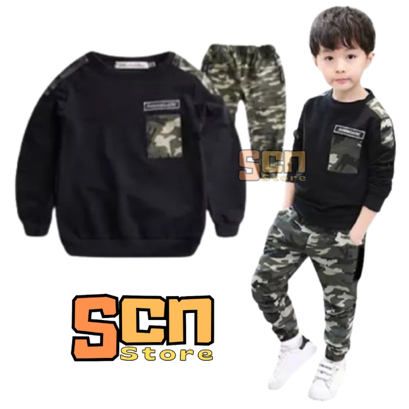 SCN-Store Setelan Anak ARMY Usia 1-6 Tahun