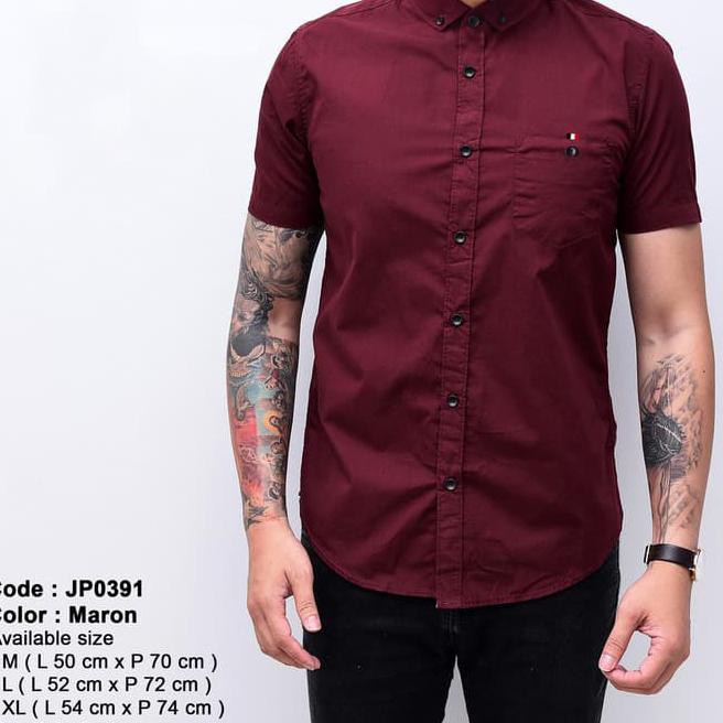 2isk kemeja polos lengan pendek putih pria cowok slimfit kasual tnf9