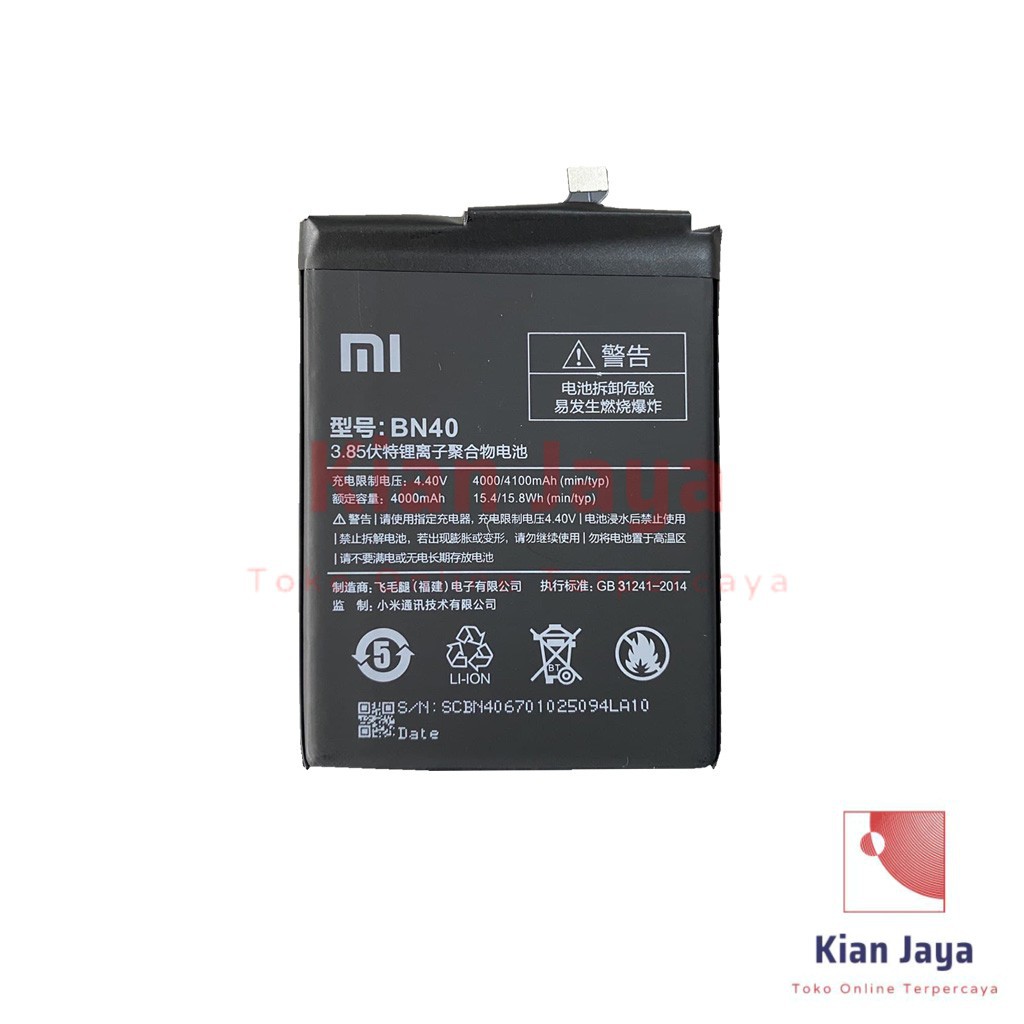 Baterai Xiaomi Redmi 4 Pro / Prime BN40 Original OEM Batre Batrai Battery Hp Xiao Mi BN 40 Ori