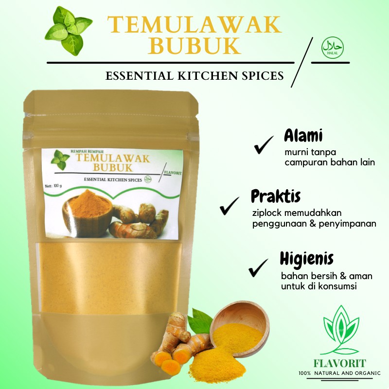 Serbuk Temulawak Bubuk Original Murni Herbal Rempah Bumbu Dapur Organik Minuman Kesehatan Asli