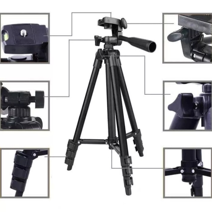 Tripod 3120 Black Tripod HP dan Kamera Universal 1M+ Free Holder U Kaki Stabilizer 1 Meter - Berkualitas