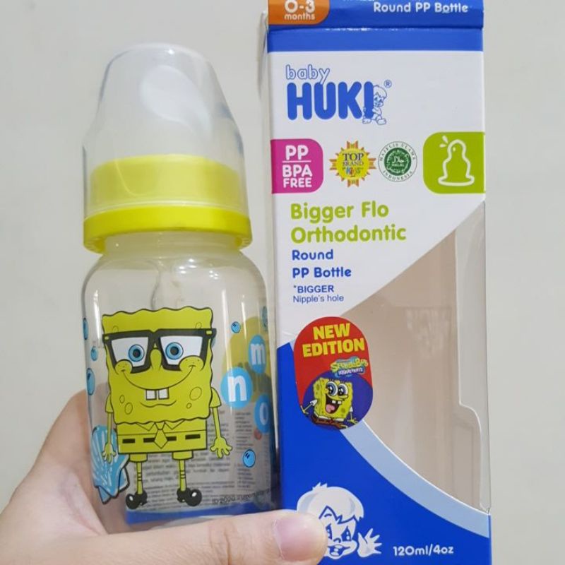 Baby Huki Bigger Flo Orthodontic Round PP Bottle 120ml/4oz S (0-3m)