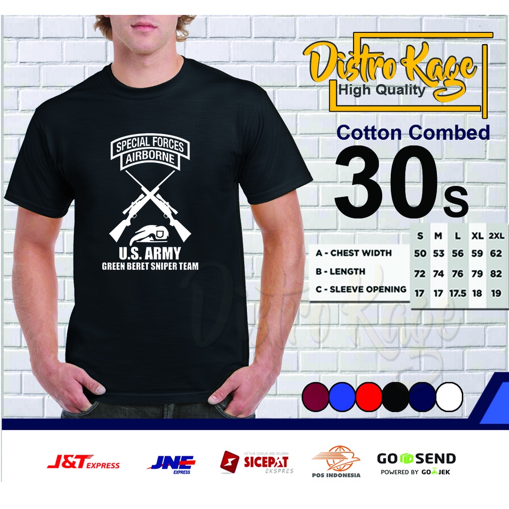 Baju Kaos Pria united states army green beret sniper team Ukuran Dewasa Unisex Cotton Combed 30s Dis