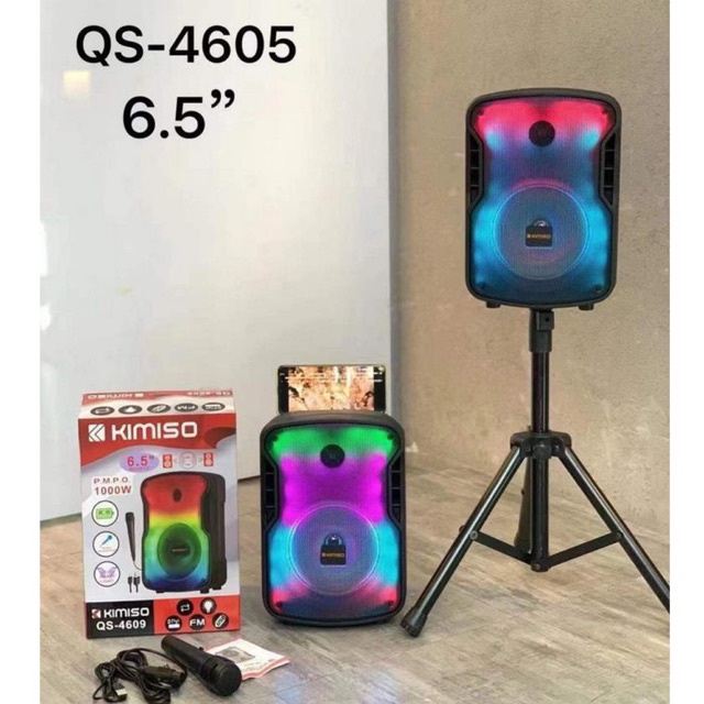 Speaker Bluetooth KIMISO QS-4609 RGB LED 6.5 Inch Plus Mic