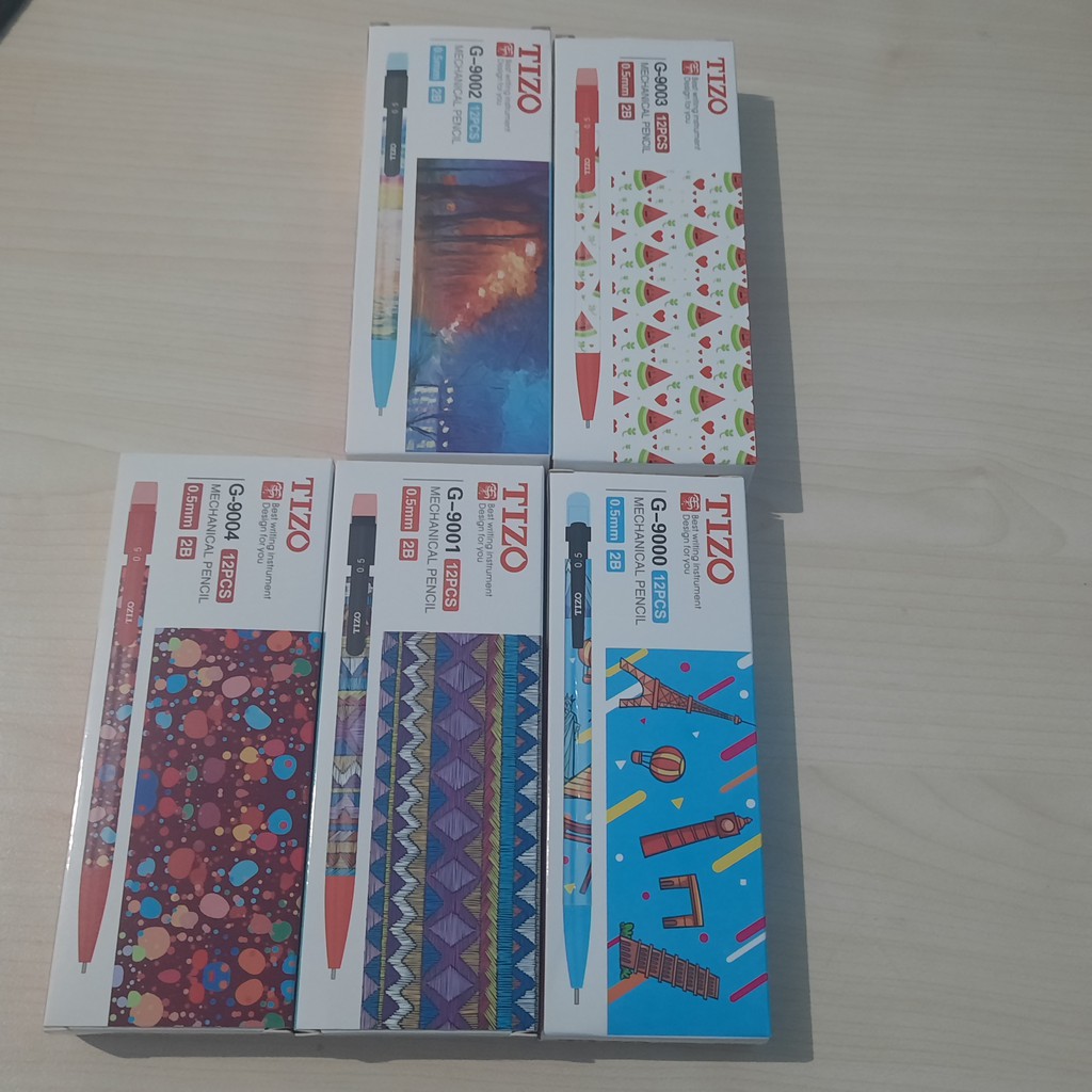 

3 Pcs Pensil mekanik 2B TIZO G-9000 G-9001 G-9002 G-9003 G-9004 0,5mm