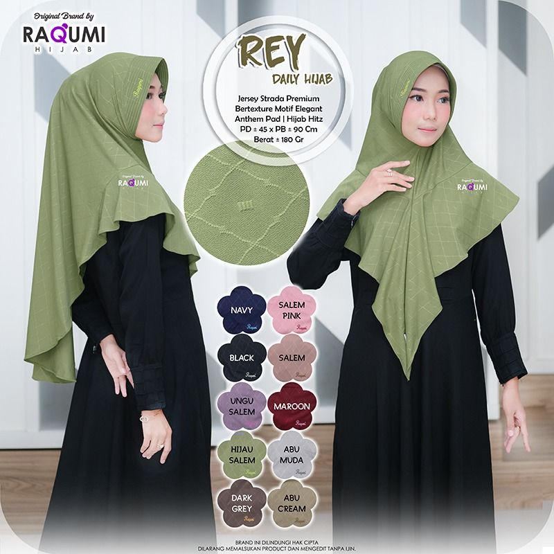 REY DAILY HIJAB RAQUMI ORIGINAL | JILBAB JERSEY RAQUMI | JILBAB HIJAUSALEM | JILBAB RAMPEL RAQUMI