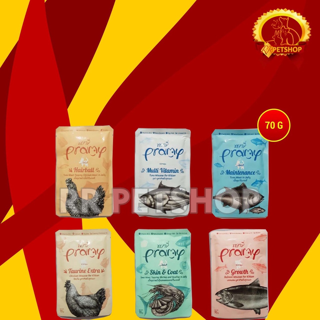 Pramy Makanan Kucing Basah wet food Pouch Kitten Adult 70 Gram
