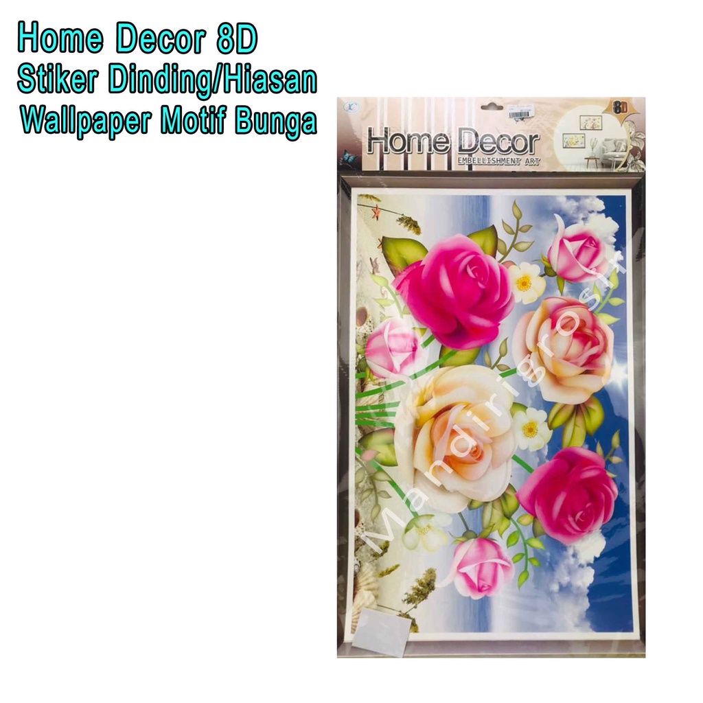 Sticker Dinding *Home Decor 8D * Wallpaper Motif Bunga * Hiasan