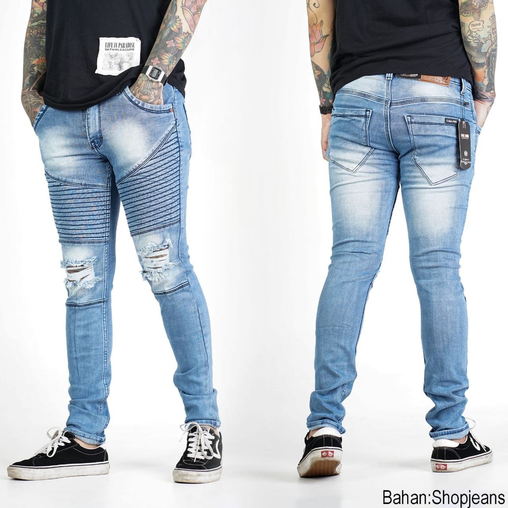 Celana Panjang Jeans Bikers Celana Jeans Sobek