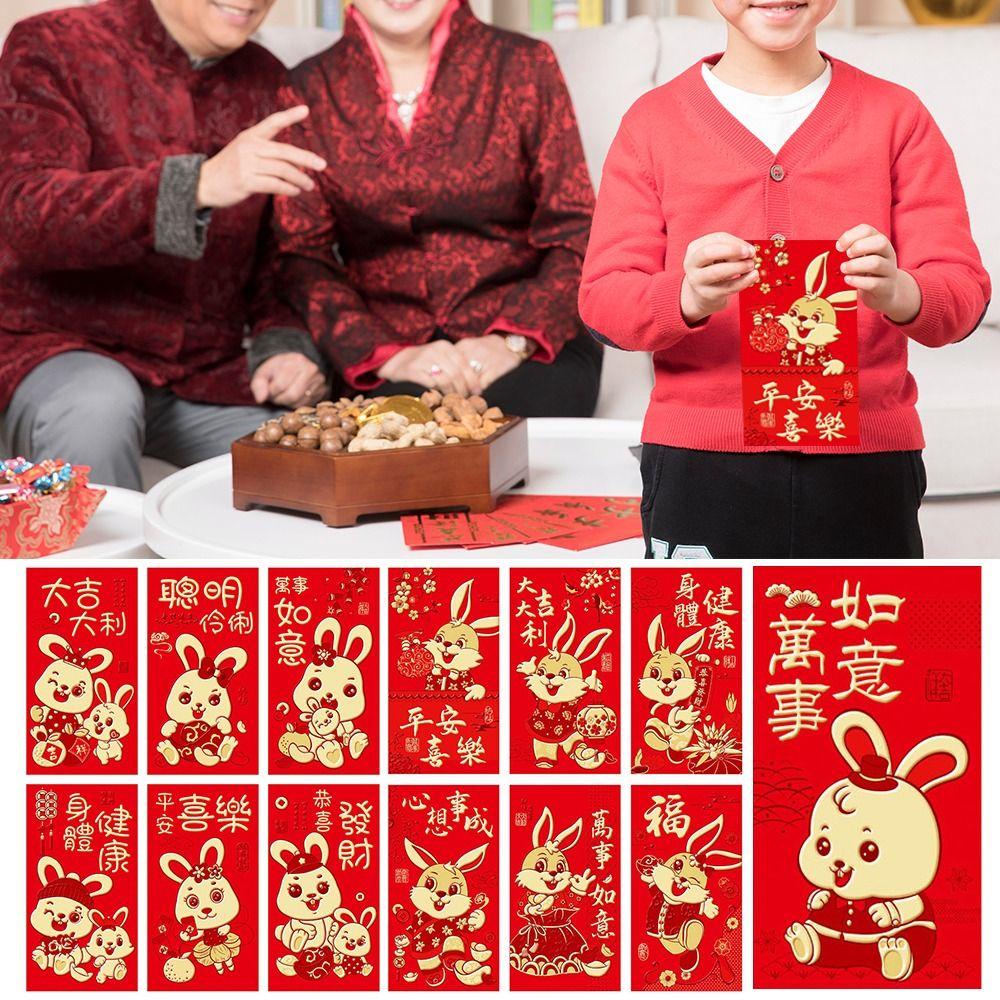 Preva 18pcs/set Amplop Merah Kartun Baru Tahun Kelinci Hongbao