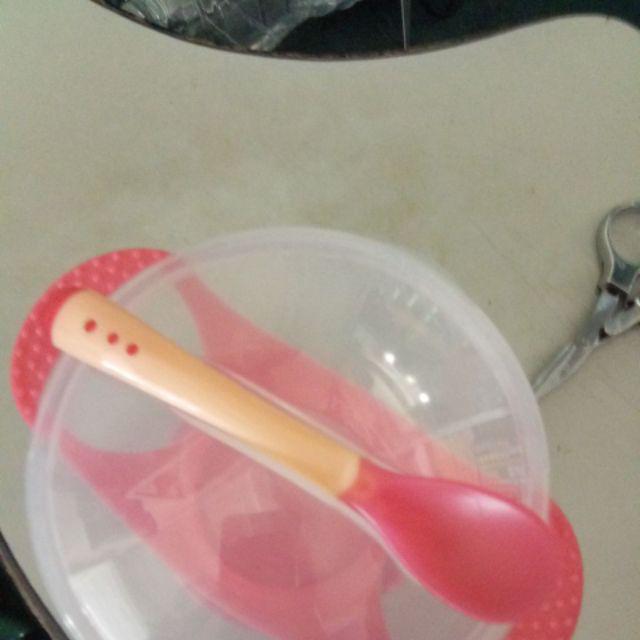 Set Mangkuk Makanan Dengan Sendok Sensor Temperatur Untuk Latihan Makan