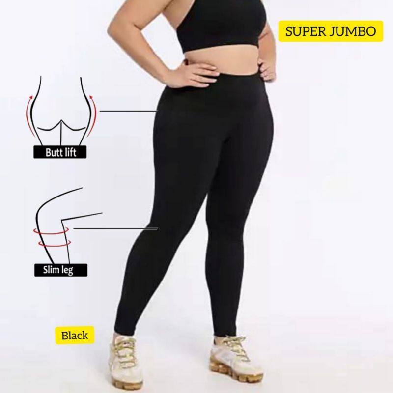 legging tebal wanita super jumbo polos hitam import