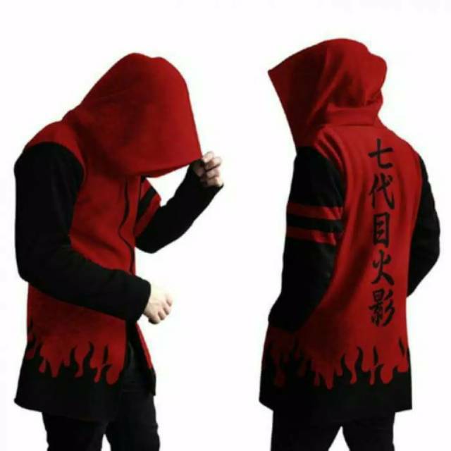 jubah cosplay anime naruto hokage merah long