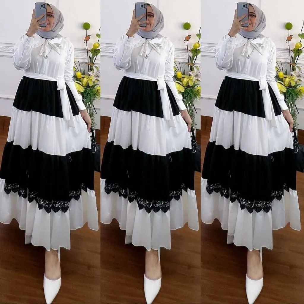 COD - Asmiranda Maxy Gamis Muslim Dress Shakila Aksen Renda Brukat Import Ld 110 Fashion Maxi Wanita Pesta Kondangan Modern Termurah Terlaris Fit S XL ( Free Bros )-1