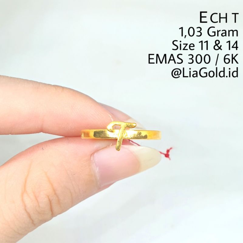 Cincin Huruf EMAS ASLI Kadar 300 / 6K ( TOKO MAS LIA GOLD BEKASI )