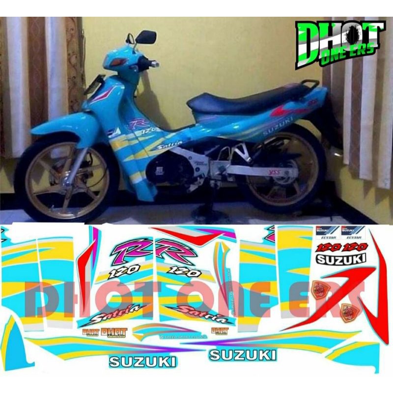 streping satria 2tak lumba decal biru tosca