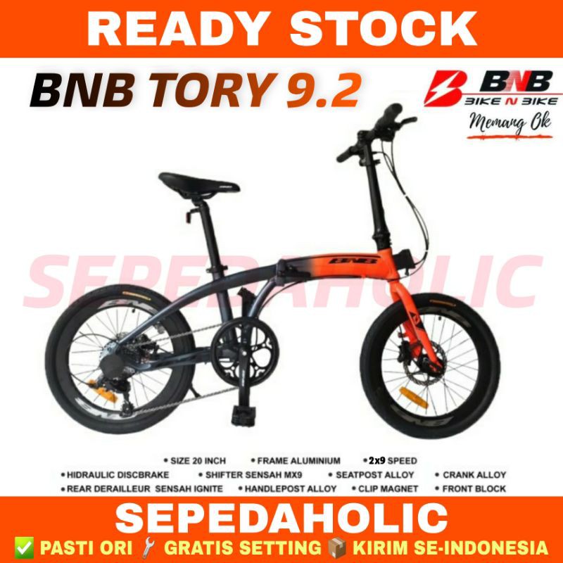 Sepeda Lipat 20 Inch BNB TORY 9.2 Alloy 18 Speed Murah Ringan Original Garansi Resmi 2 Tahun