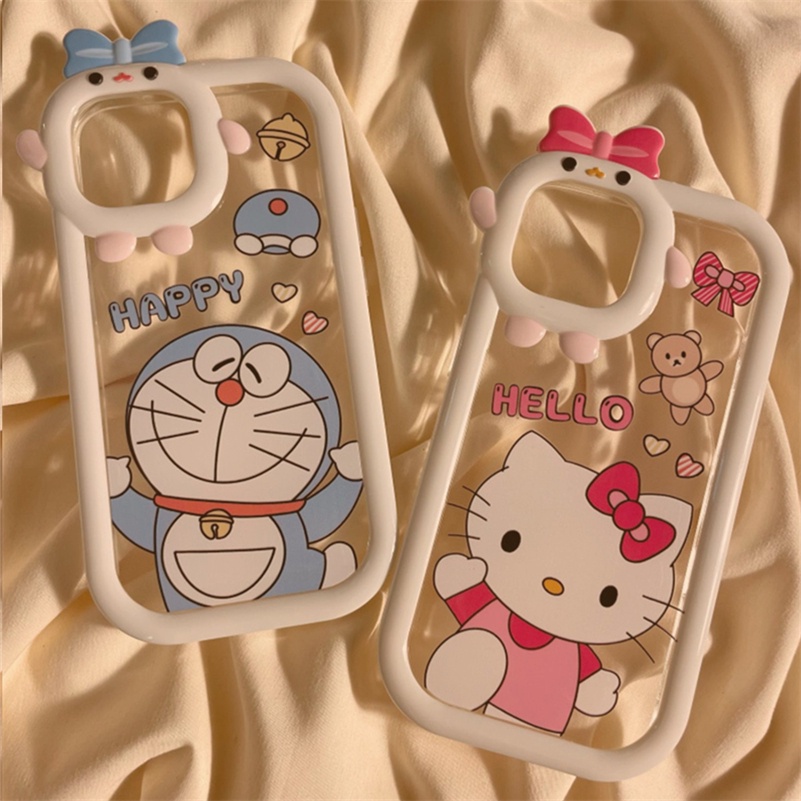 Soft Case Silikon TPU Transparan Motif Kartun Kucing 3D Untuk iPhone 14 13 12 11 Pro Max X Xr Xs Max iPhone 7 8 6 6s Plus SE 2020 Fashion Cute Kitten Cartoon Phone Case Clear 3D Thick Lens Protection Shockproof Silicone TPU Soft Case Protective Back Cover