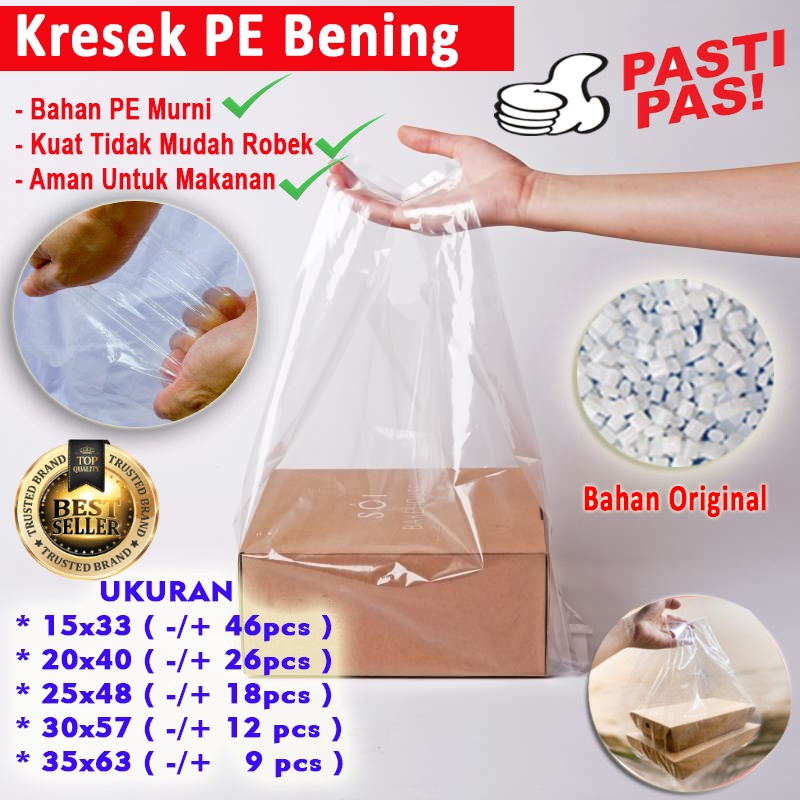 Jual Plastik Kresek Pe Bening Kantong Kresek Pe Bening Transparan Lunch Box Uk