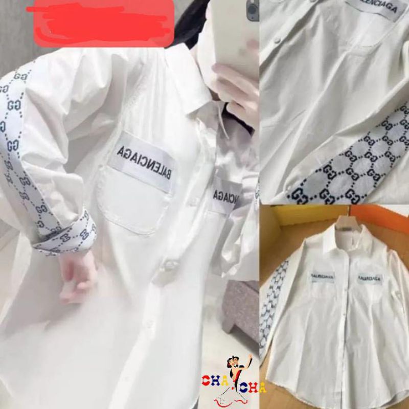 KEMEJA IMPORT PREMIUM / KEMEJA BALENCIAGA KOMBINASI / KEMEJA WANITA